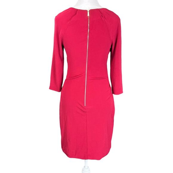 Karen Miller Ruched Sheath Dress Red Size 6 - Picture 4 of 8